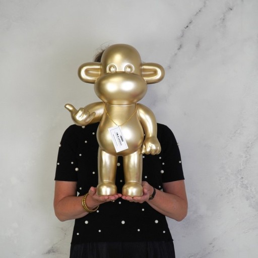 Ornament - Hang Loose Monkey Figurine 'The Legend' - Polyresin - Gold - 33x21x50cm