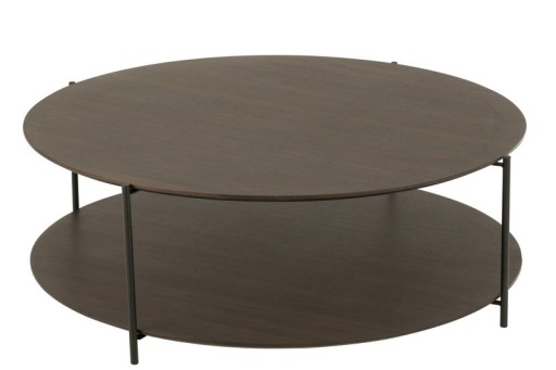 J-Line Coffee Table Round MDF/Metal Dark Brown Large