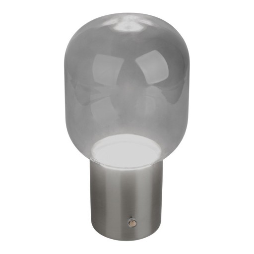 Akku-Tischleuchte "ALBERO" Deko-Tischleuchte aus chromfarbenem Metall und Glas mit fest verbauten LEDs, dimmbar mit Berührungssensor, 25 cm hoch