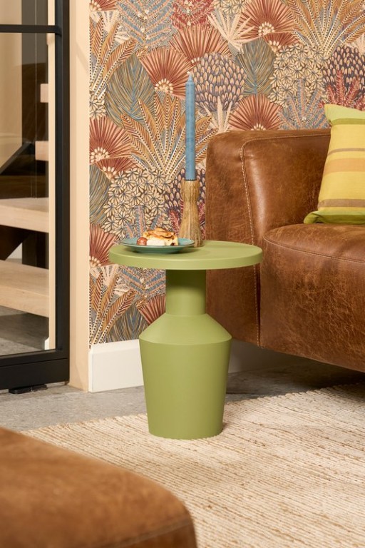 Feroza side table - H41 x Ø34 cm - Metal - Light green