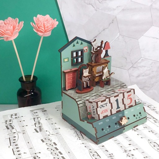 Tonecheer, DIY 3D Houten Puzzel, Kalender, The Cats Musical, TQ004, 10,4x8,9x13,3cm