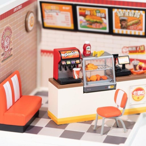 DIY Huisje Super Creator Yum Yum Burgers, Robotime, DW010, 16.3x16.3x15.2cm