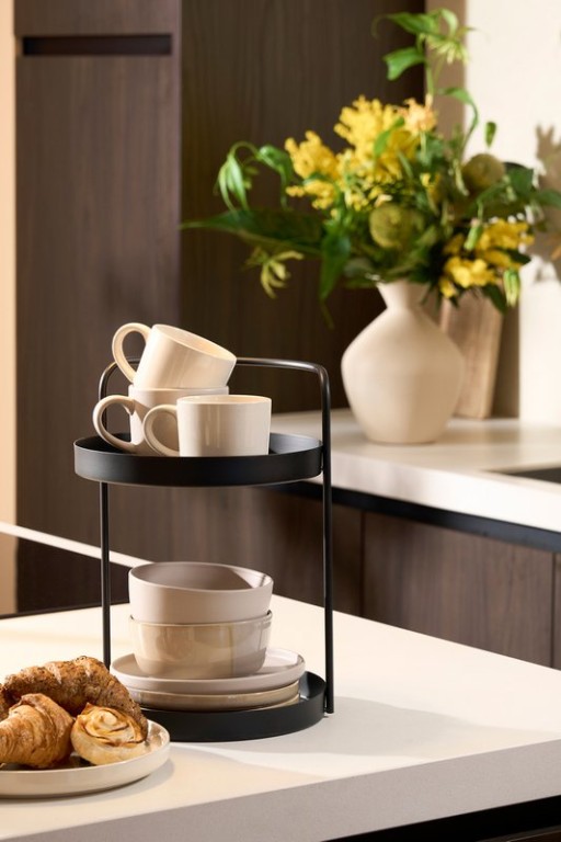 Stanli Etagère 2 -Layer - H35 x Ø25 cm - Metal - Black