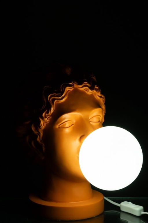 J-Line Table Lamp Lady Head Resin Orange