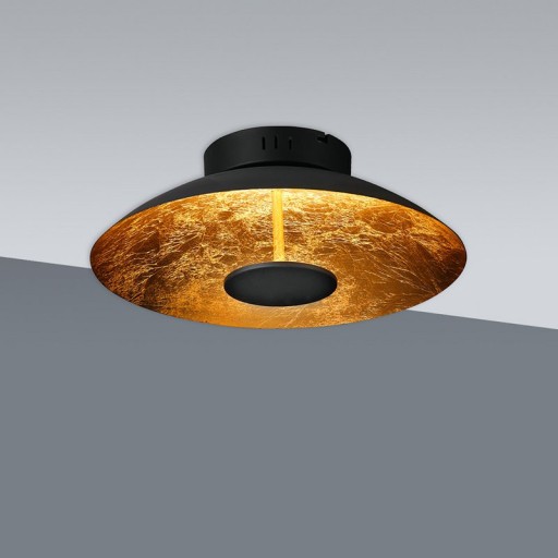 LED ceiling lamp "Firenze" metal ceiling lamp in black, and gold, LED firmly installed, lighting for living room, office or the entrance rod 40 cm diameter