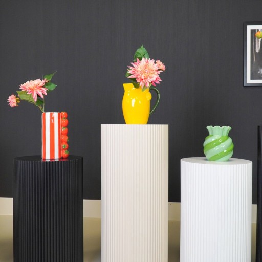 Vase - Strawberry - Dolomite -Red/ White-12x12x21cm