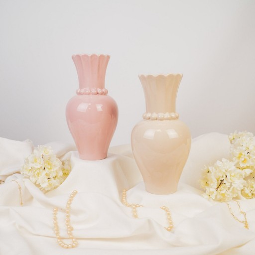 Vaas - parelhals - keramiek- zand- 12x12x24cm