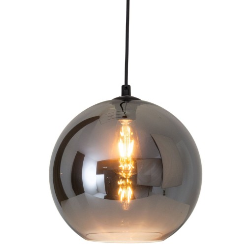 Hanglamp "vaso", kogellampglas, hangende lamp, metaal en rookglas in antraciet, E27 -aansluiting, voor eetkamer, woonkamer, gang of kantoor, met een Øvon 25 cm