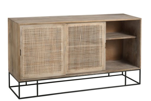 J-Line Woven Reed cabinet - 3 sliding doors - wood/metal - natural