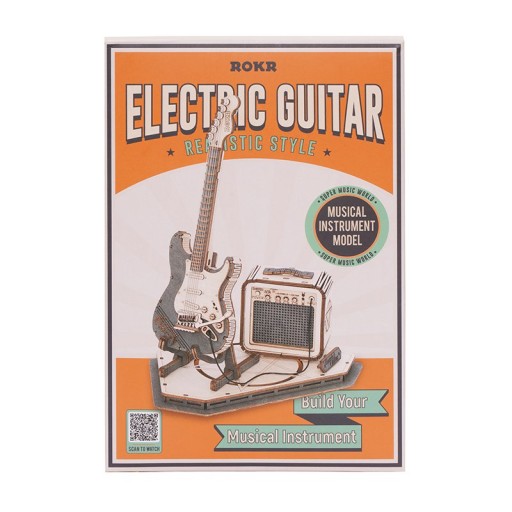 Robotime, Houten Puzzel 3D Electric Guitar, TG605K, 17x10,5x22cm