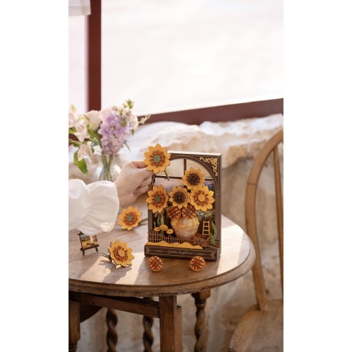 Robotime, 3D Houten Puzzel, Golden Sunflower, TH002, 16,5x8X21,5 cm