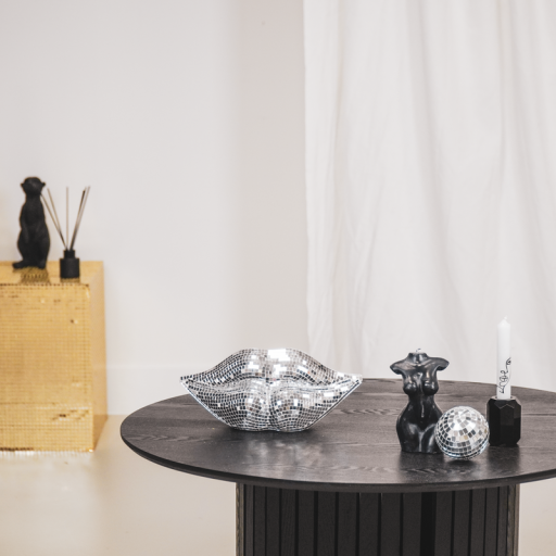 Ornament - Disco- Lips - Glass - Silver - 29x10x13,5cm