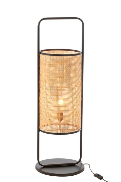 J-Line Table Lamp Elton Metal/Ratan Black/Natural Large