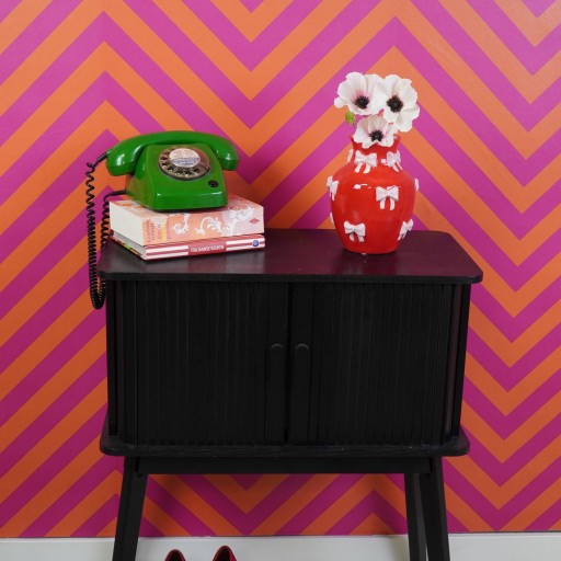 Vaas - Bloemvaaslinten - Dolomiet - rood/roze - 14x14x19cm