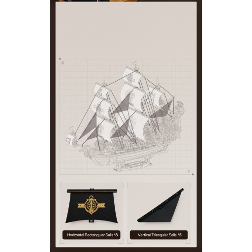 Robotime, 3D Houten Puzzel, The Seahorse Barque, MCB02, 39x18x47cm