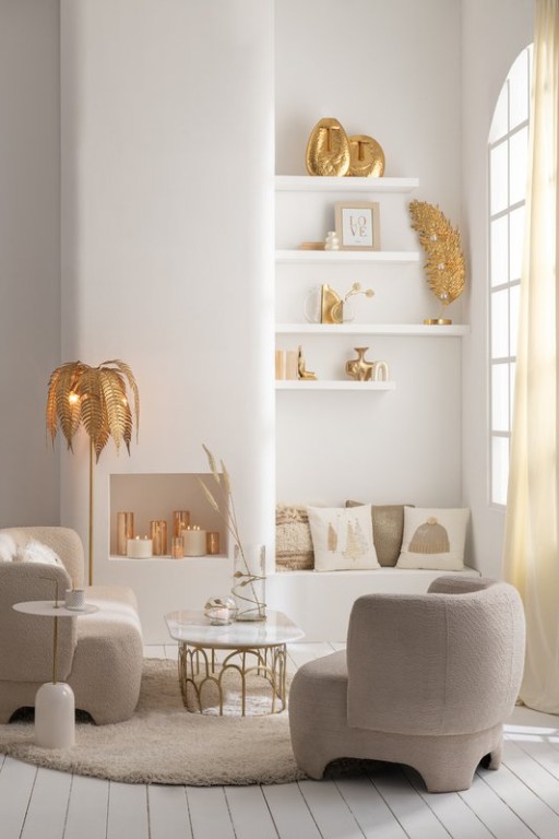 J-Line kussen Paillet - polyester - champagne/beige