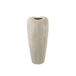 Zinet Taupe Round Ceramic Pot With Lines M
