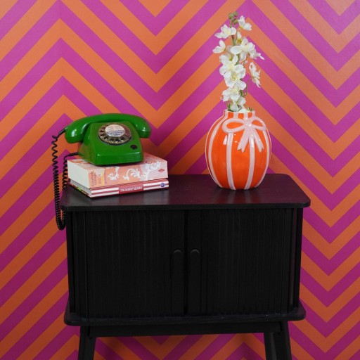 Vaas - Bloemvaaslint - Dolomiet - Oranje/roze - 17x17x17,5 cm