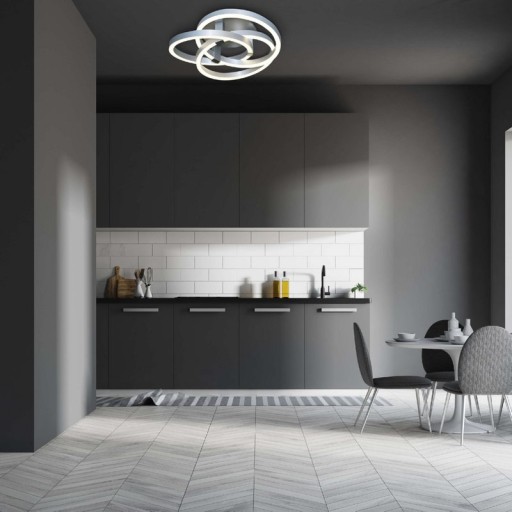 Smart Home LED ceiling light "Divora" Ø 70 cm, ceiling lamp made of metal, aluminum brushed and white plastic, with many functions, firmly built -in LEDs, lighting for living room, dining room office or hallway