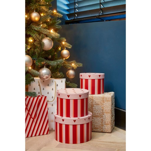 Opbergdoos - Set van 3 - H14 x Ø21 cm - Papier - FSC Mix - Rood