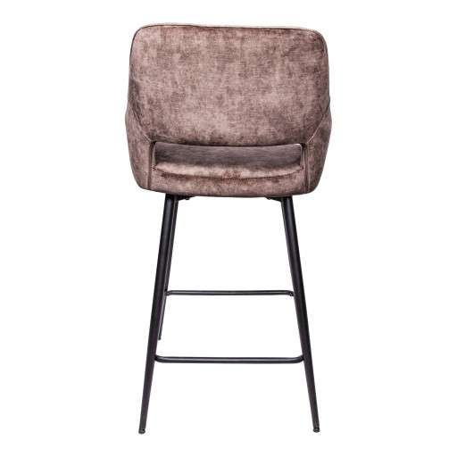Fal LOW Velvet Brown Bar Stool Black Metal Leg