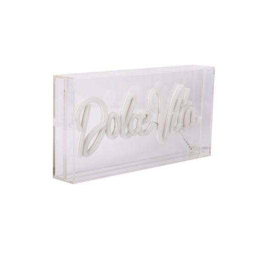 LED font light "Dolce Vita" decoration for inside 30 x 15 cm, in blue and magenta-red