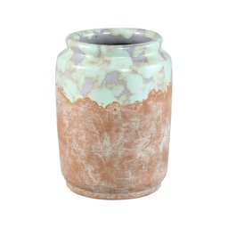 Breffni Blue Round Terra Pot Glazed Top M