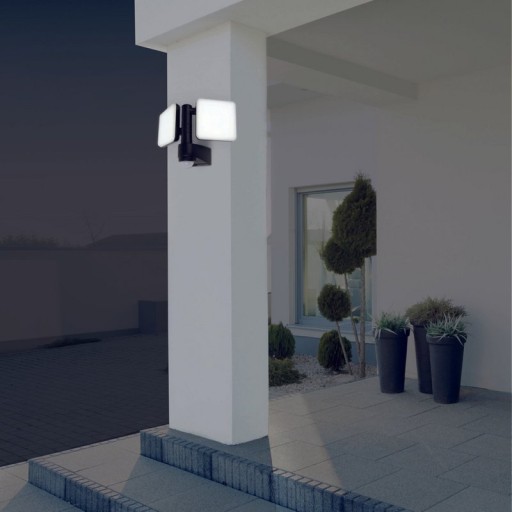 LED external wall lamp "Jaro" with 360 ° motion detector, made of plastic in anthracite, with integrated LED