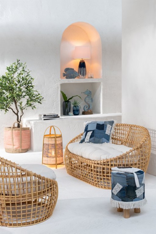 J-Line floor lamp Jeans - bamboo - blue