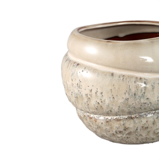 Jordanna Cream Ceramic Round Pot With Layers XL