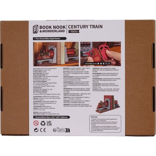 Robotime, DIY Book Nook & Wonderland Boekensteun, Century Train, TGE01, 44x10,6x16,6cm
