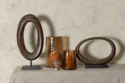 Rhubie Brown Oval Alu Casted Statue On Base Wide