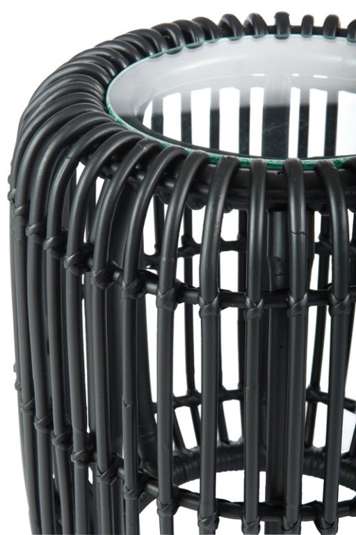 J-Line side table Round - jute/glass - matt black