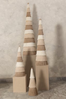 Kevene Cream Polyester Tassel Tree Statue S