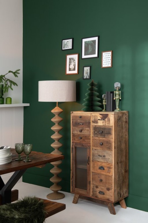 J-Line Floor Mat Faux Fur Dark Green