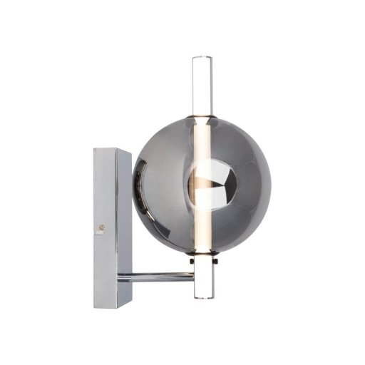 LED Wandleuchte "NOVA" chrom aus Metall und Rauchglas, mit integrierter LED, 31,3 cm hoch