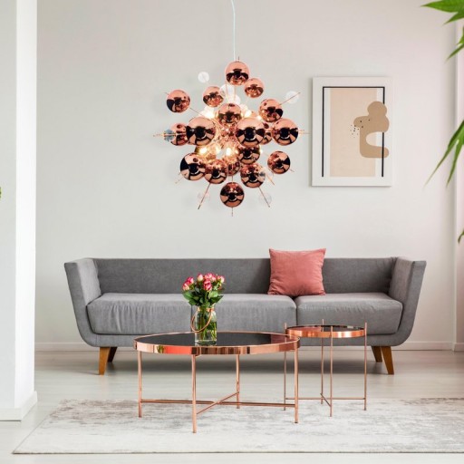 Pendant lamp "explosion" of metal and glass, G9 versions, hanging lamp for dining room, living room, hallway or office, Øca. 65 cm