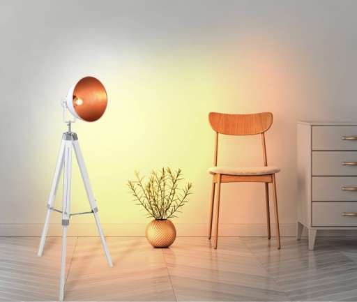 Standing lamp three-legged "" Christie "" made of metal and white painted Hol, E27, 90-130cm high