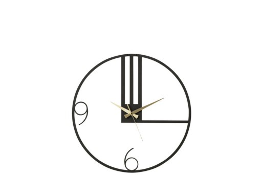 J-Line Lines clock - metal - black - S - Ø 49 cm