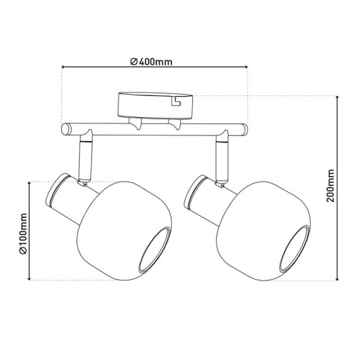 2 SPOT ceiling lamp "Fumoso", metal ceiling lamp and smoke glass in black, and nature, with E14 socket, for dining room, living room, hallway or office, 40 x 20 cm