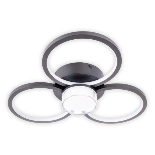 LED ceiling light "Cimo" made of black metal and plastic, Ø approx. 43.6 cm, dimmable by wall switch