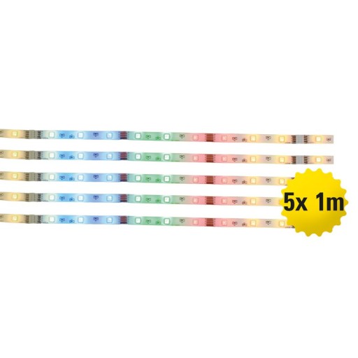 5x 1m RGB LED stripe, with color change, dimmable, including infrared remote control