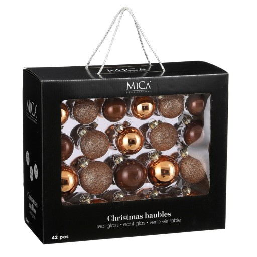 Kerstballen Set - 42 Stuks - Ø7 cm - Glas - Bruin