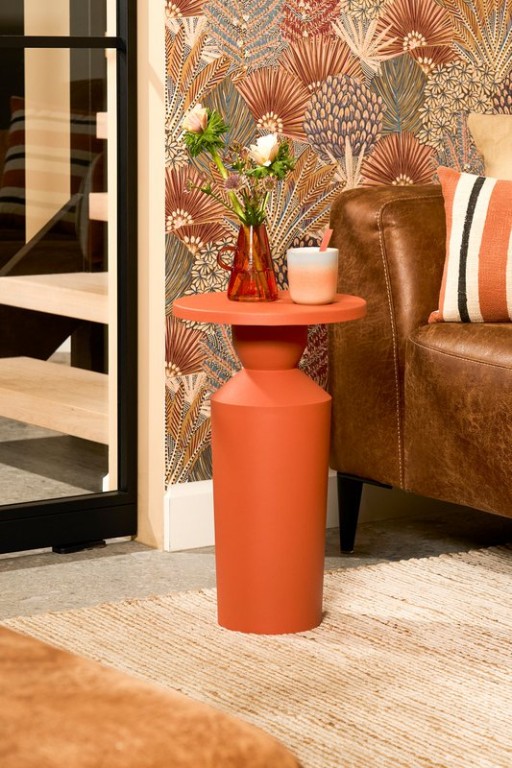 Feroza side table - H51 x Ø30 cm - Metal - Orange