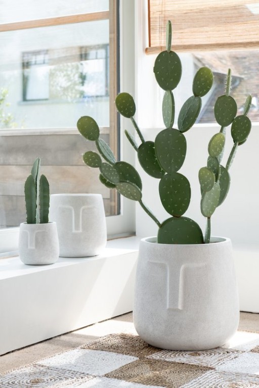 J -Line Flowerpot Moai - Ceramics - White - 3 pieces - Ø 44 cm