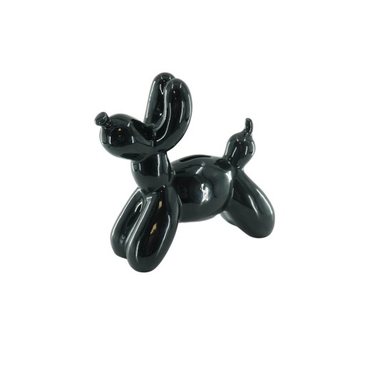 Ornament- Spaarpot Ballon Hond- Keramiek- Zwart-17x7x17cm
