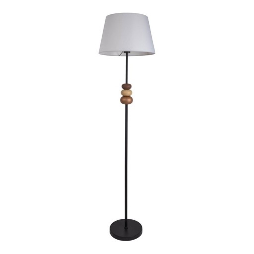 Standing lamp "Elina" 155 cm high, Ø 38 cm, metal in black/brown, text blower in white, E27