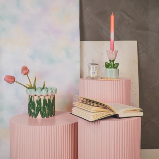 VASE-TULIPS- DOLOMITE-MINT/ GROEN-17X17X16CM