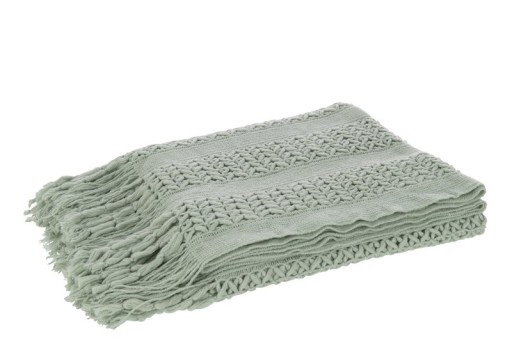 J-Line Plaid knitted - polyester - light green - 160 x 130 cm