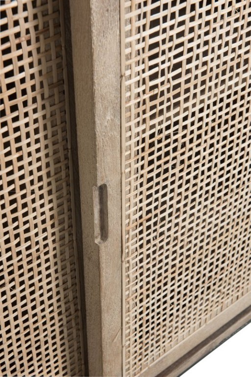 J-Line Woven Reed cabinet - 3 sliding doors - wood/metal - natural